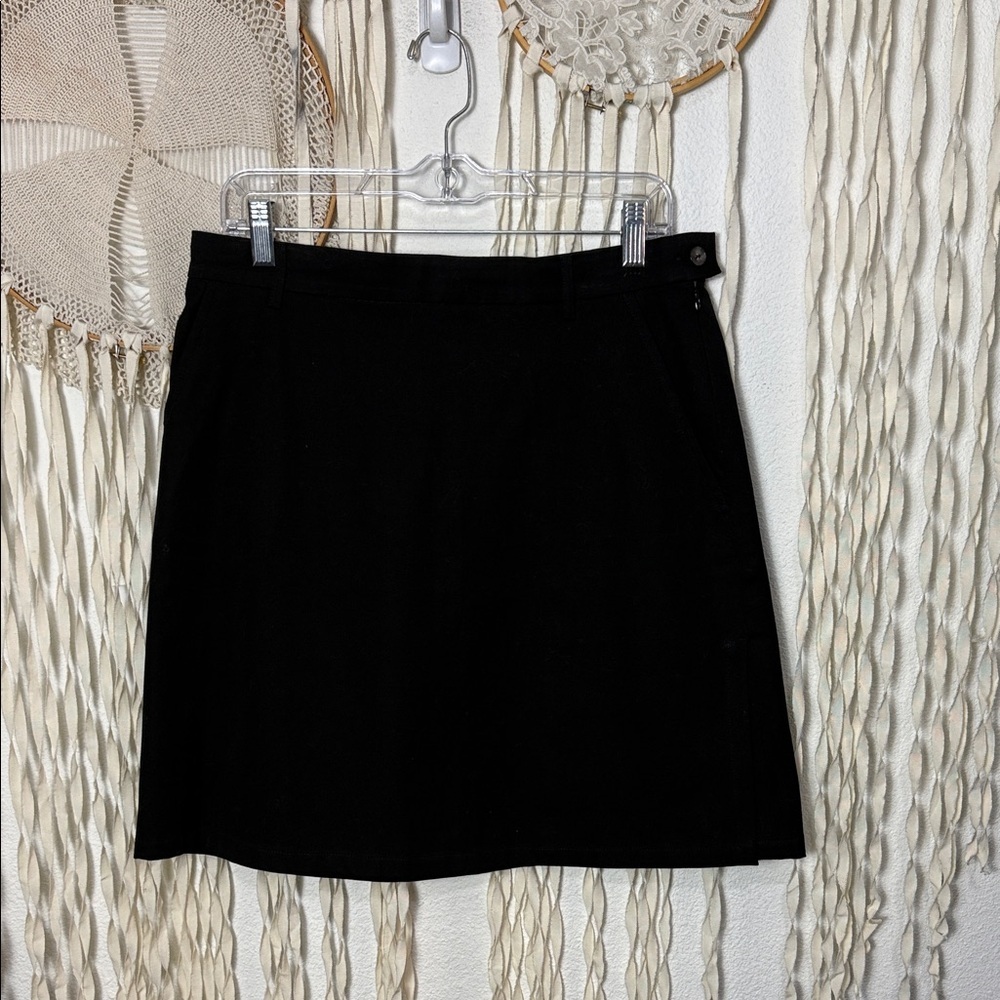 MaxMara Black Side Zip Faux Wrap Skirt Size US12